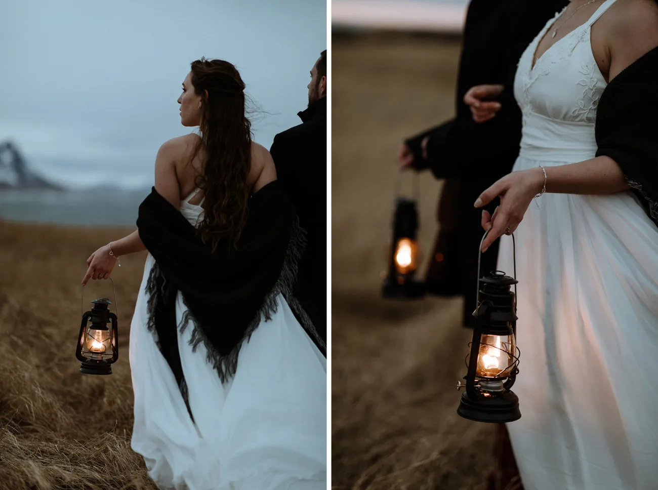 Lanterns can be a great props for a winter elopement