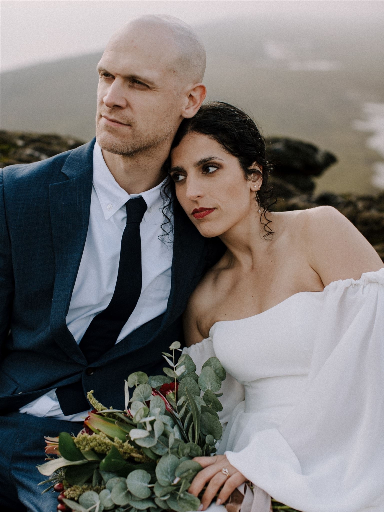 A bride and groom on their Iceland elopement day.