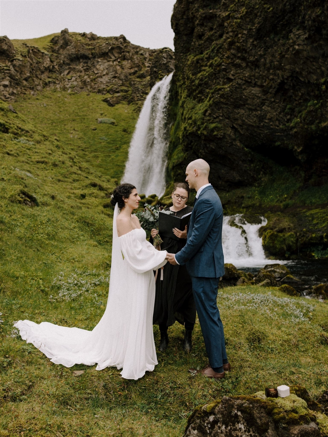 A humanist elopement ceremony in Iceland in front of a secret waterfall.