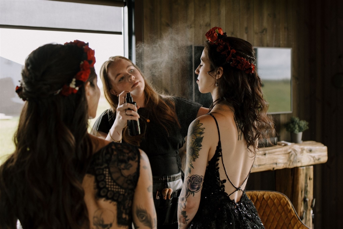 goth brides getting ready make up