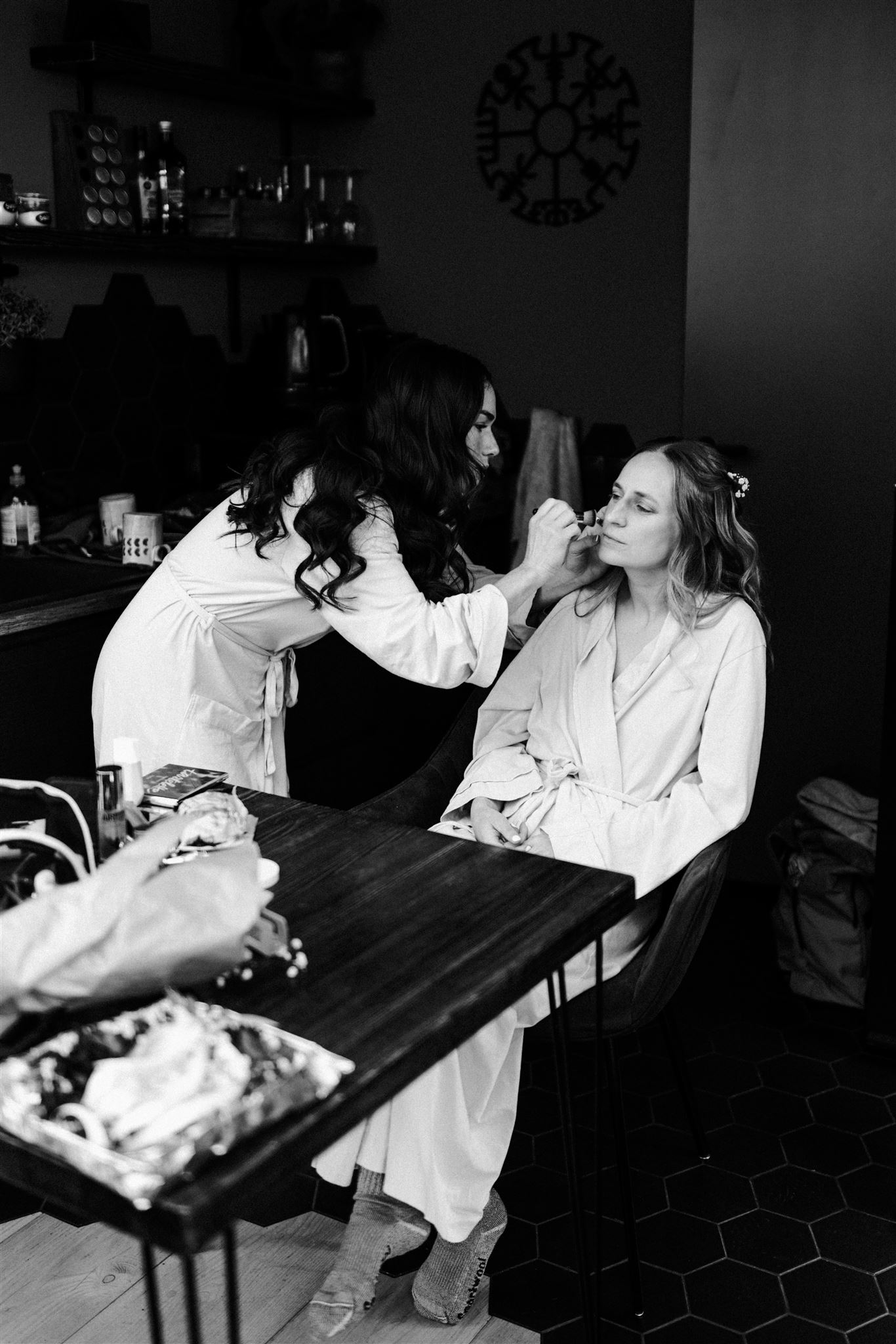 Bride getting ready make up elopement