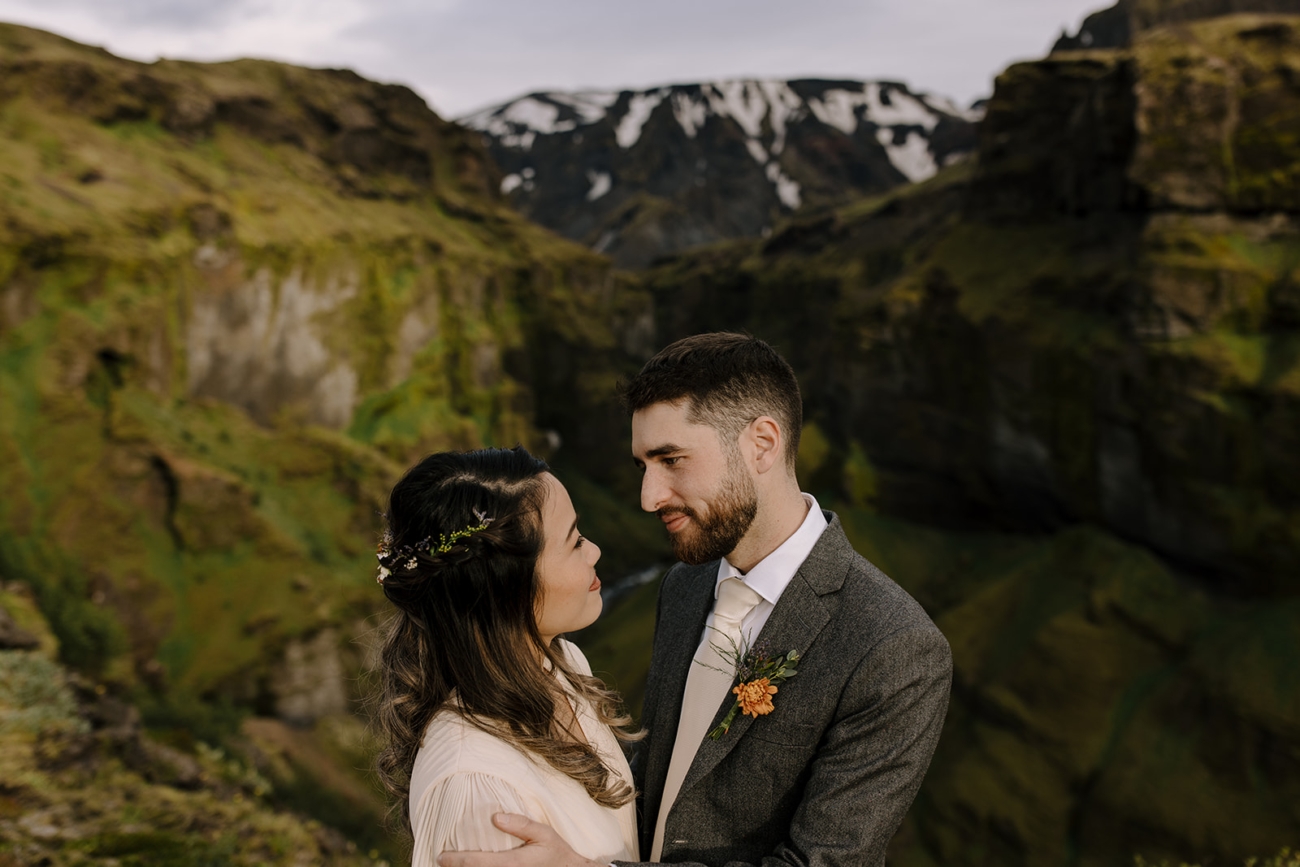 A loving gaze at the brink of a high canyon wall.