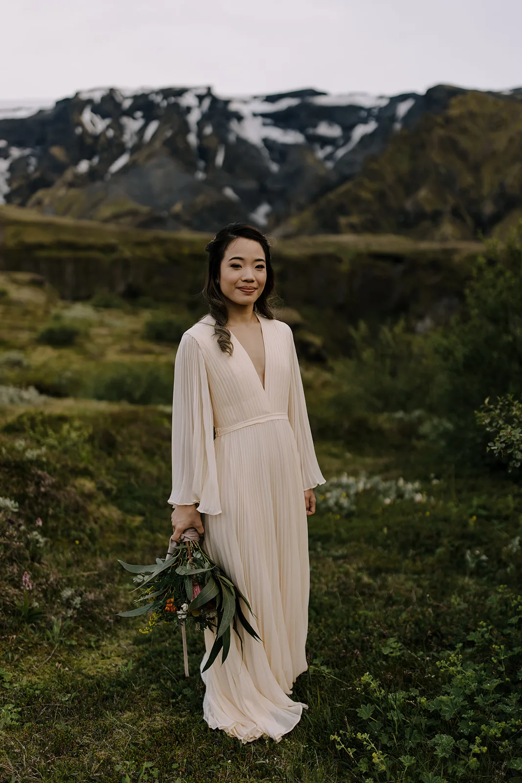 Beautiful Bride posing in magnificent nature