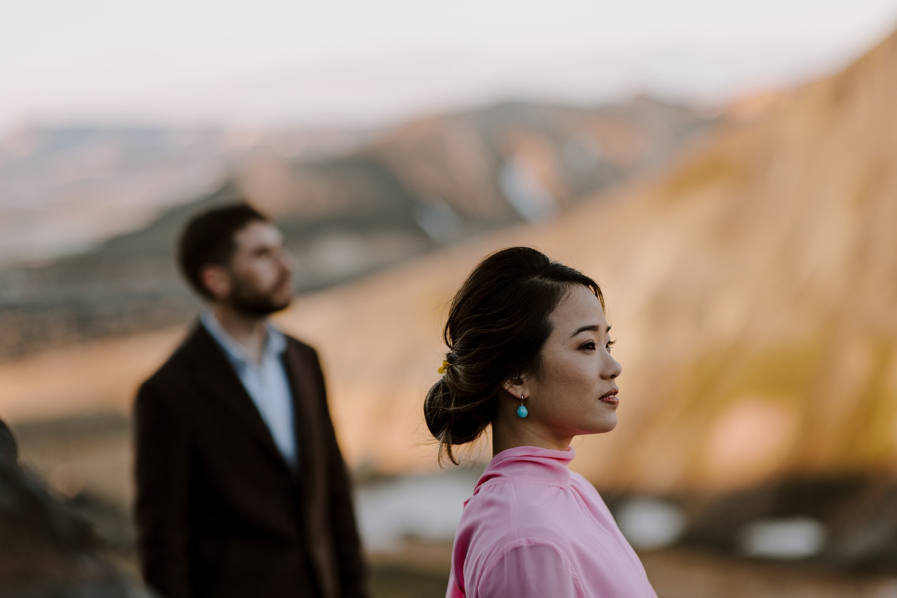 A couple from Australia enjoying the views of Iceland on their elopement day.