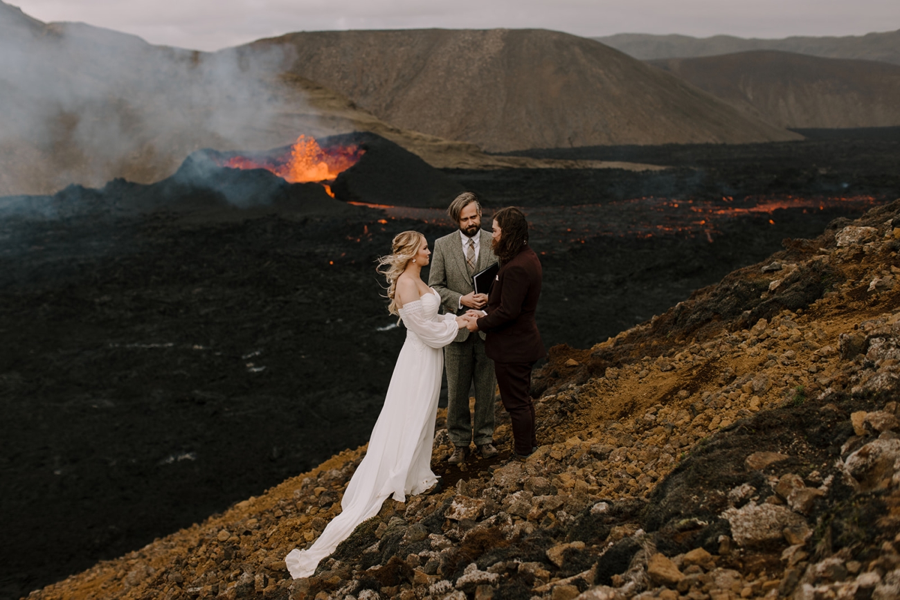 A wedding ceremony on the slopes of an active volcano.